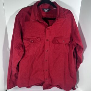 Vintage Woolrich Cotton Flannel Red Long Sleeve Button Down Shirt Men's XL